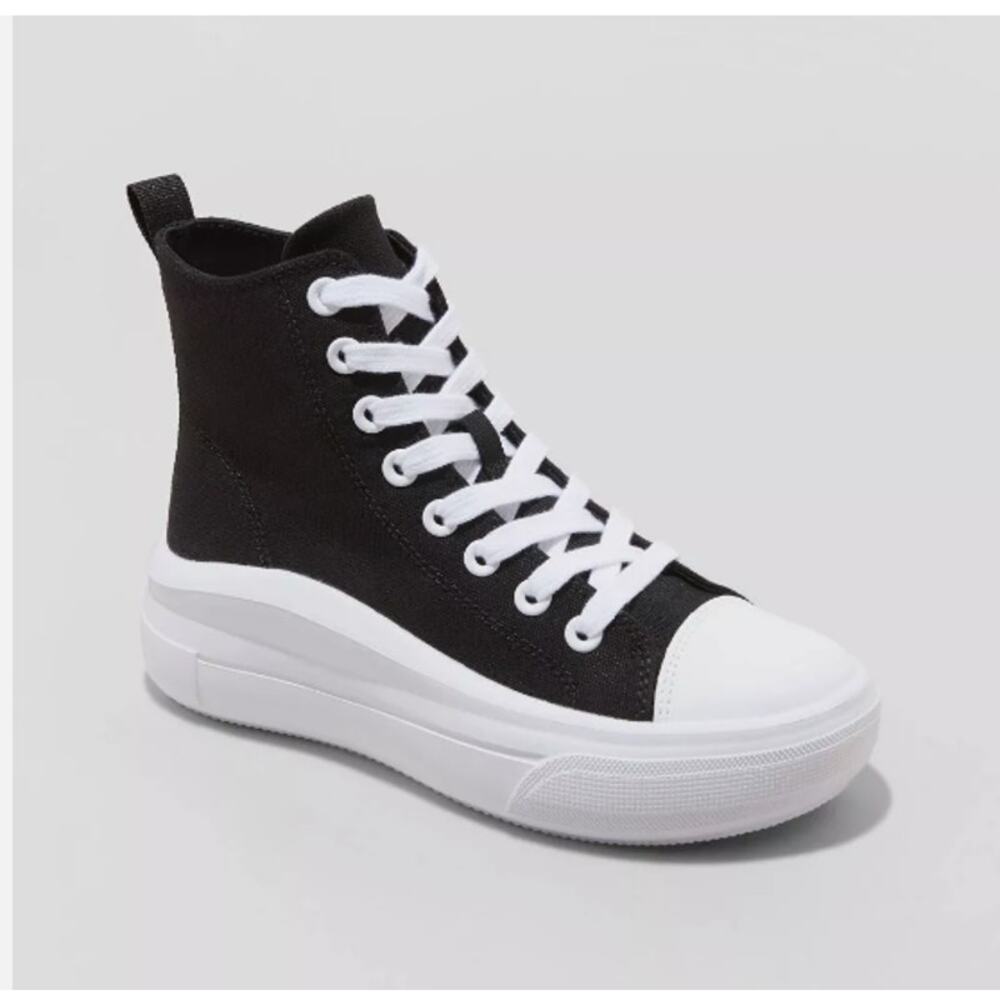 High-Top Canvas Casual Sneakers Sz 6 Wild Fable Lace-Up Black New
